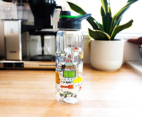 Silver Buffalo Friends TV Show Iconic Doodles Tritan Water Bottle, Screw Top Lid, 28 Ounces