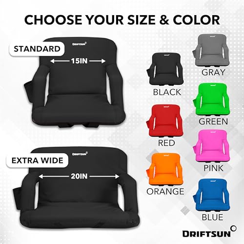 Driftsun 2 Pack Stadium Seats with Back Support, Deluxe Bleacher Chairs with Back Support, Padded Stadium Seats with Backs, Waterproof Stadium Chair