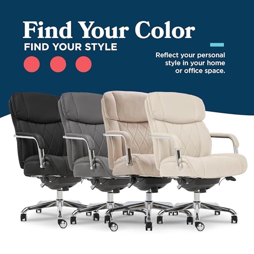 La-Z-Boy Sutherland Ergonomic Bonded Leather Swivel Computer and Desk Chair, Ivory (CHR10048C)