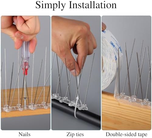 Bird Spikes Bird Deterrents Outside Pigeon Spikes with Plastic Base for Small Bird Pigeons Crows and Woodpeckers, for The Fence, Roof and Balcony