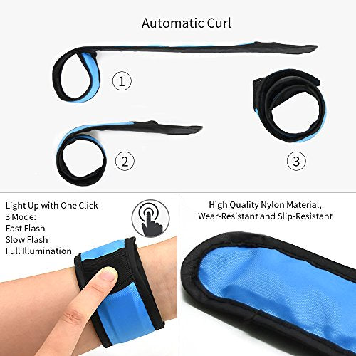 esonstyle Pack of 6 LED Light Up Band Slap Bracelets Night Safety Wrist Band for Cycling Walking Running Concert Camping Outdoor Sports (6 Pack)