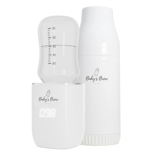 Baby’s Brew Portable Bottle Warmer Pro Set - Dual Heating Modes - Breast Milk, Formula & Water, Leak-Proof, Smart Sensor Technology, BPA-Free, Single Warmer & Formula Dispenser Only | No Adapters