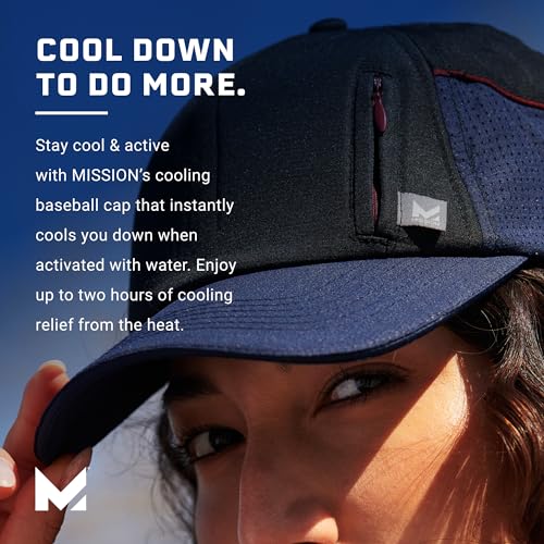 MISSION Cooling Summit Hat, Olive/Navy - Unisex Baseball Cap for Men & Women - Lightweight & Adjustable - Cools Up to 2 Hours - UPF 50 Sun Protection - Machine Washable