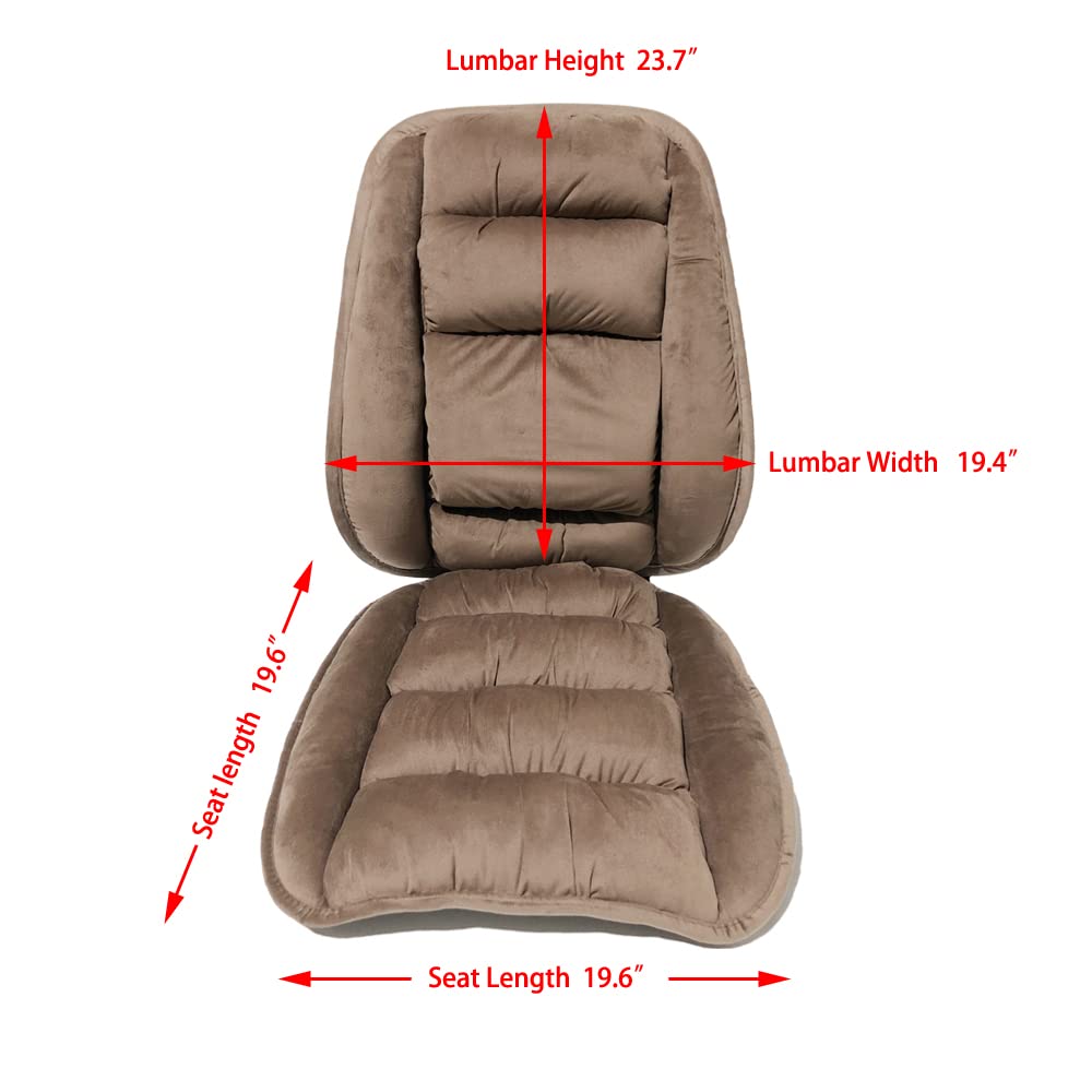 ALIBO Low Back Pain Relief Large Size Firm Lumbar Support and Nonslip Recliner Chair Seat Pads Cushion Back Rest Lumbar Cushion Pillow for Office,Dinning Desk Chair,Car,Truck Seats-Coffee