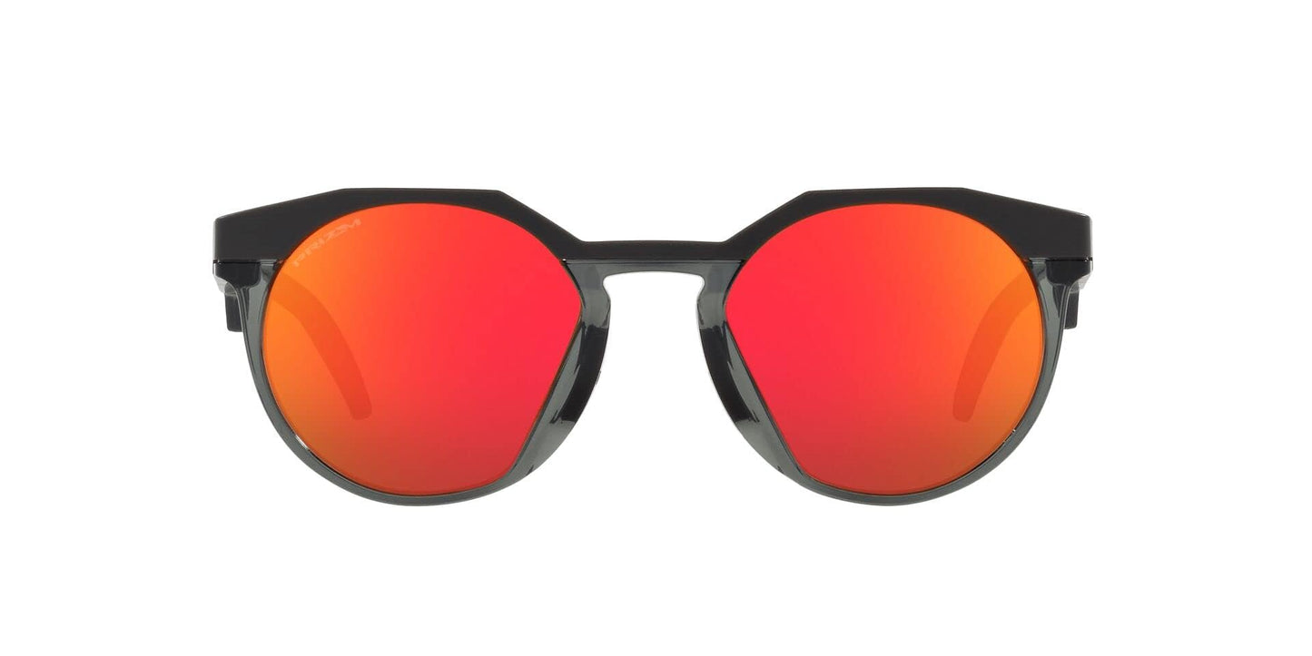 Oakley Men's OO9242 HSTN Round Sunglasses, Matte Carbon/Prizm Ruby, 52 mm