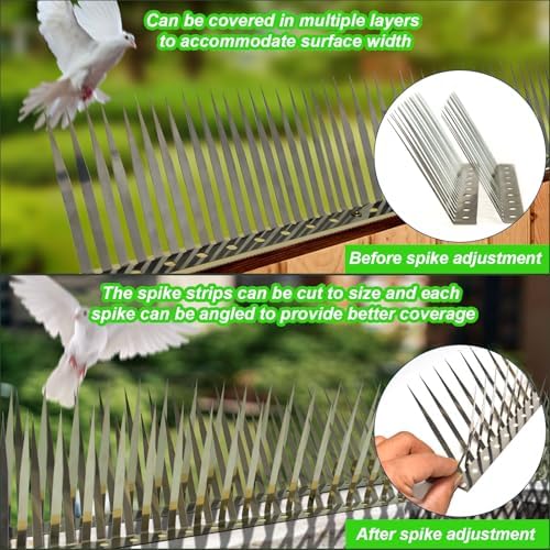 Bird Spikes, Squirrel Spikes and Squirrel Baffles Keep Raccoons, Cats and Snakes Away from Gardens, Fences and Climbing Bird Feeder Poles. (80 inches)