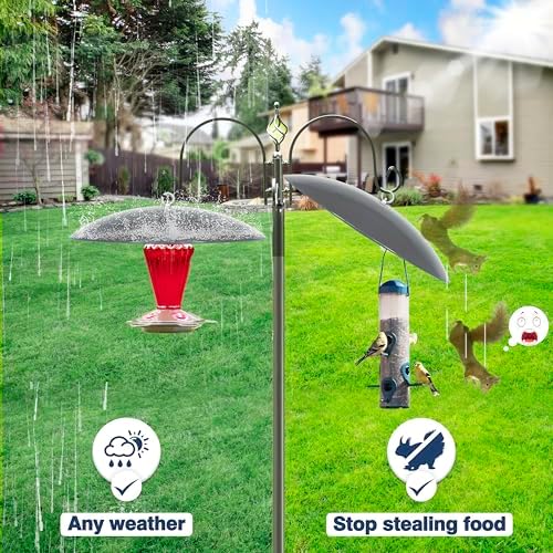 13" Bird Feeder Rain Guard, Hummingbird Feeder Shade Dome Cover, Hanging Squirrel Baffle for Bird Feeder Pole (Grey), 2 Pack