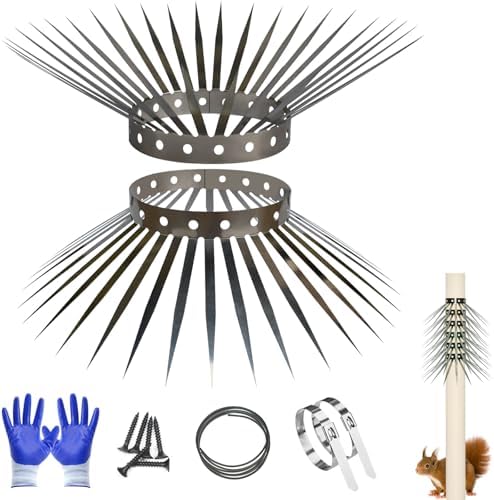 Bird Spikes, Squirrel Spikes and Squirrel Baffles Keep Raccoons, Cats and Snakes Away from Gardens, Fences and Climbing Bird Feeder Poles. (80 inches)