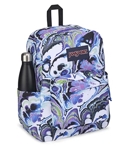 JanSport SuperBreak Backpack - Class, Travel, or Work Bookbag with Water Bottle Pocket - Marble Mood Blue Iolite