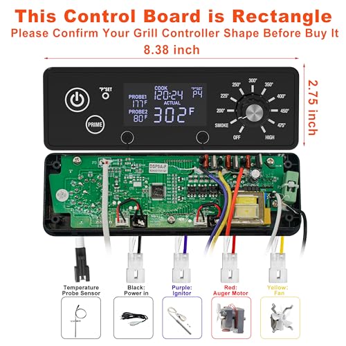 Digital Controller Kit for Pit Boss PB550G PB440D2 PB700NC PB820XL, LCD Control Board Compatible withPit Boss Pro Series PB820PS1 PB1100PS1 with RTD Temp Sensor,2pcs Meat Probe,Igniter,Part NO. AC03P9