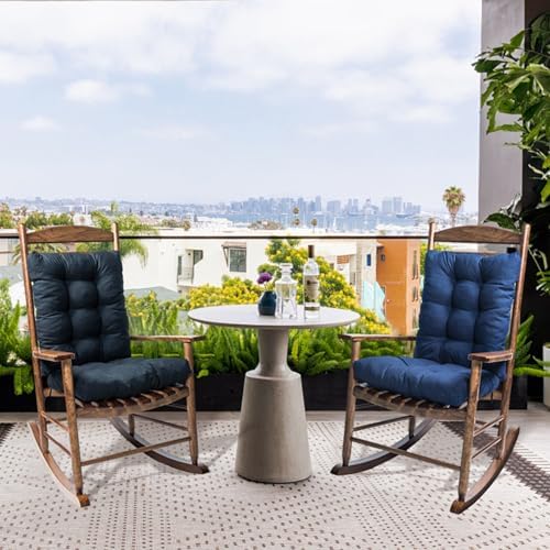 1 Pack Patio Chair Cushion, Rocking Chair Cushion Overstuffed Seat Back Cushion Pad for Outdoor Indoor, Navy Blue