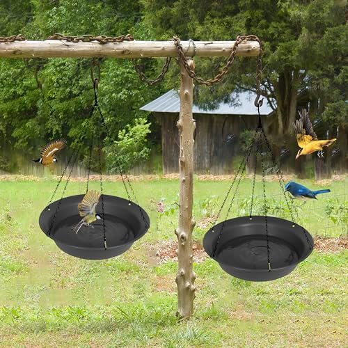 Hanging Bird Bath, Hanging Bird Water Feeder for Outdoors, Feeder Bowl, 1 Pack Birdbath Tray Accessories for Outside, Plastic Birdbaths Tray for Garden Patio Decoration (20", Dark Black)