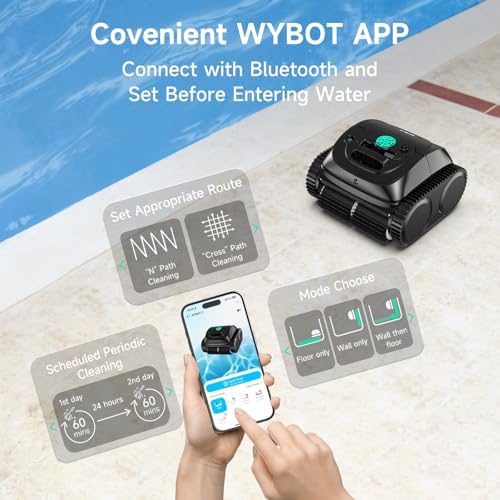 (2025 Upgrade) WYBOT C1 Robotic Pool Vacuum for Inground Pools, Cordless Pool Cleaner, 4-in-1 Wall & Waterline Cleaning Up to 1,614Sq.ft, Smart Navigation, App Support