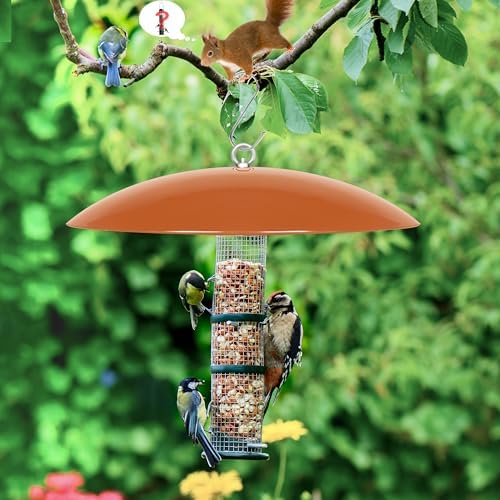 13" Hummingbird Feeder Shade Cover,Bird Feeders Dome Rain Cover,Squirrel Baffle for Shepherd's Hook Outdoors (Orange), 1 Pack