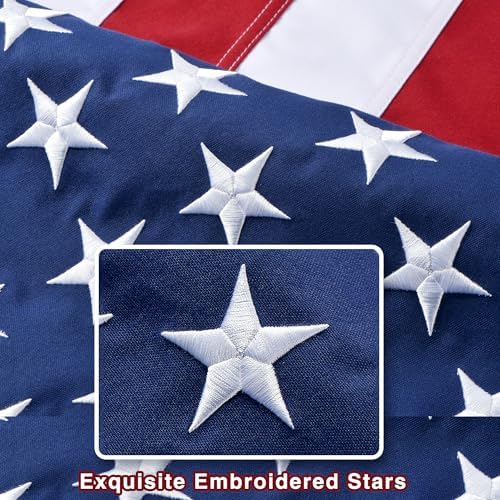 American Flags for Outside 3x5 FT-Spun Polyester US Flag with Embroidered Stars, Brass Grommets - All Weather USA Flag for Outdoor Use