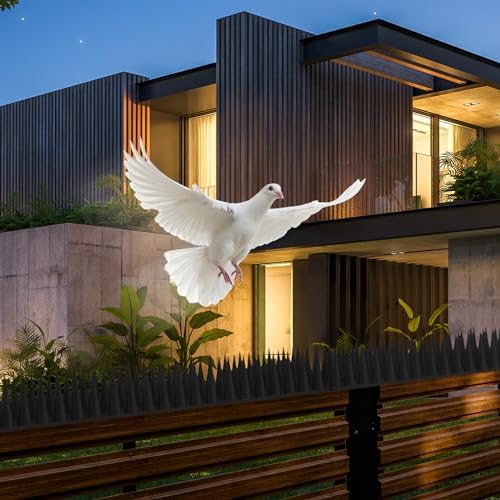 CIIC Bird Spikes, 20 Pack Pigeon Squirrel Raccoon Cat Deterrent Spike Outside Anti Birds Defender Outdoor to Keep Robin Away Roof Fence Window Nest 18.7 Feet(5.7m), Black