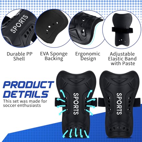 Syhood Soccer Shin Guards and Socks for Toddler Kids Youth, Lightweight Soccer Shin Pads Protective Soccer Gear for 3-5, 5-10, 10-15 Years Old Children Teen Boys Girls Soccer Game (Black,S Size)