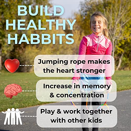 BuyJumpRopes Beaded Jump Rope - Segmented Skipping Rope for Kids - Durable Outdoor Beads