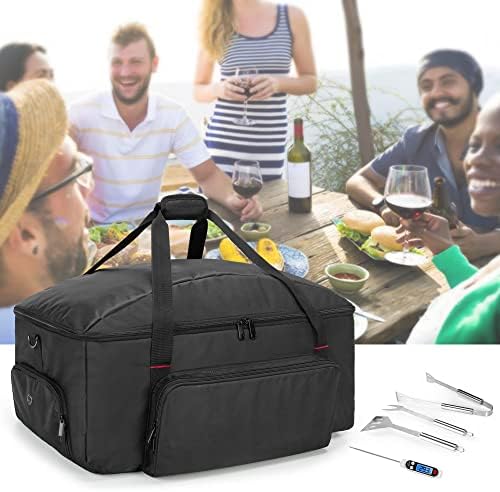 samdew Barbecue Grill Cover Compatible with Weber Q1400 Electric Grill, Outdoor Grill Storage Carry Bag Compatible with Weber Q1000 Q1200 Propane Gas Grill, Bag Only