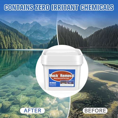 Muck Removal-4.1LB Natural Pond Clear Water Treatment, Muck and Sludge Remover for Ponds & Lakes, Oxygenates, Eliminates Odors, Safe for Fish, Pets, Plants, Treats Up to 20,000 Sq Ft
