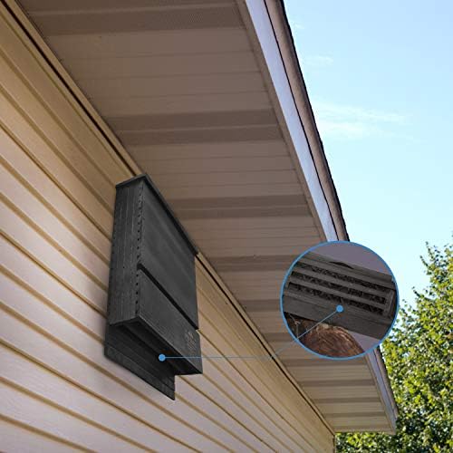 Bat House Outdoor Bat Habitat, Black All Natural Cedar Wood, 2 Chamber