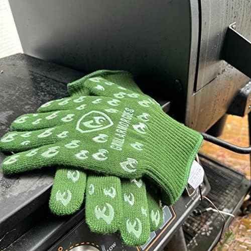 Glow in The Dark BBQ Gloves 932°F Extreme Heat & Cut Resistant Oven Mitts with Fingers – Cooking, Grilling, Baking – Accessory for Smoker, Cast Iron, Fire Pit, Camping, Fireplace
