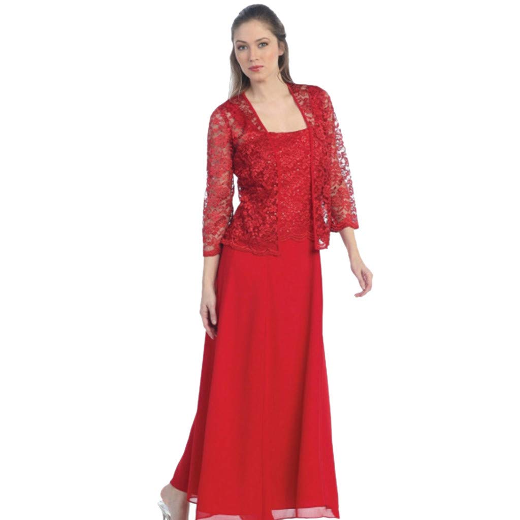 Aniywn Women Plus Size Two Piece Long Sleeve Party Dress Lace Solid Color Elegant Long Maxi Dress Mini Dress