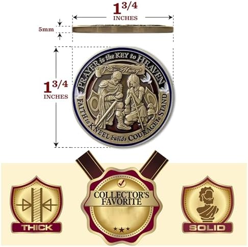 & Emblem - Prayer Challenge Coin: Faithful Armor of God, Spiritual Journey Keepsake, Antique Finish, Hand-Painted Colors, Inspirational Gift for Christians, Collectible Commemorative Token