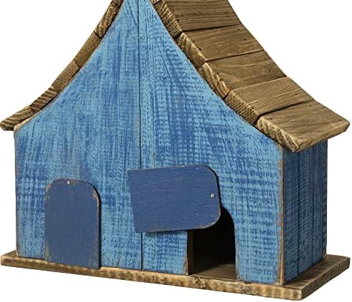 Glitzhome Hanging Birdhouses for Outdoors, 10.75" L Distressed Solid Wood Birdhouse with 3D Flowers Rustic Hand-Painted Bird Houses for Outside