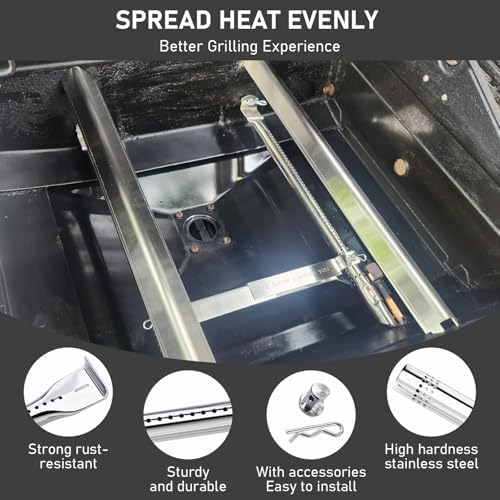 Uniflasy Grill Parts for Charbroil Performance 2-Burner 463630021 463655021 463655421 463655621,for Charbroil 4-Burner 463365021 463448021 Grill Burner Tube Heat Plates Shield Crossover Tube Igniter