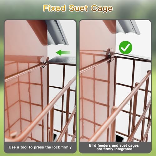 Bird Feeders for Outdoors Hanging, Metal Bird Feeder with Double Suet Cage Cake, Large Capacity, Birdfeeders Sturdy & Weatherproof, Easy to Clean & Refill, Great for Attracting Wild Birds