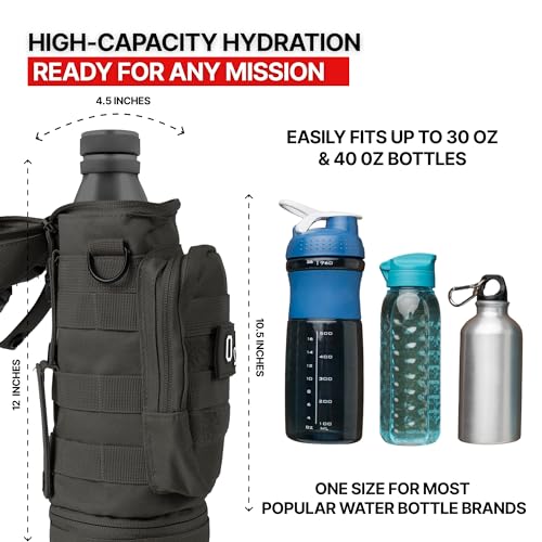 Orca Tactical Molle Water Bottle Pouch - Molle Water Bottle Holder Fits Most 32 and 40 oz Bottles - Water Bottle Pouch for Backpack - Thicker Insulated Water Bottle Holster Keeps Drinks Cooler Longer
