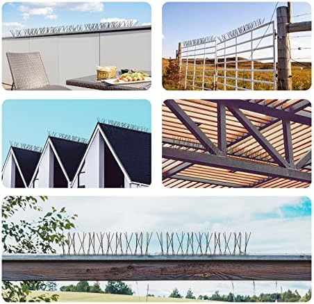 OFFO Brown Bird Spikes Pre-Assembled for Pigeons Birds, Cover 24 Feet Durable Bird Spikes with Stainless Steel for Fence Roof Mailbox Window