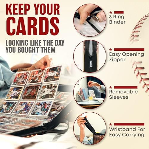 American Flag Baseball Card Binder with 900 Pockets, The Ultimate Baseball Card Holder Includes 50 Page Storage Sleeves to Organize and Protect Your Sports Cards Like a Pro