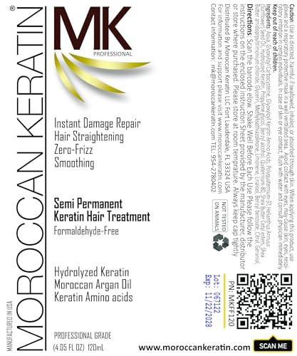 Moroccan Keratin Hair Treatment Straightening Blowout Brazilian Smoothing Professional Results Salon and Home Use , Long Lasting organic results 4-6 months 4pc Set