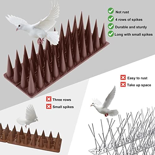 Bird Spikes, 30 Pack Bird Deterrent for Outside, Pigeon Spikes for Raccoon Squirrel Cats Bird Deterrent Spikes for Fences and Roofs to Keep Birds Away(28Feet)