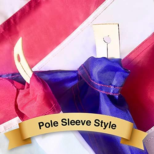 American Flag 3X5 FT Pole Sleeve Banner Style Embroidered Stars, Sewn Stripes, Heavy Duty Durable Polyester USA US Flag Outdoor Indoor Flags (Pole NOT Included)