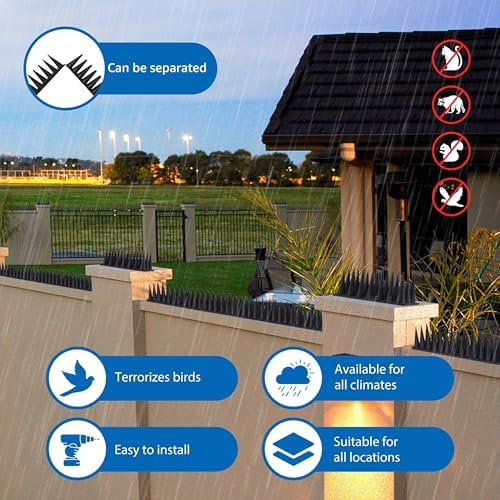 CIIC Bird Spikes, 20 Pack Pigeon Squirrel Raccoon Cat Deterrent Spike Outside Anti Birds Defender Outdoor to Keep Robin Away Roof Fence Window Nest 18.7 Feet(5.7m), Black