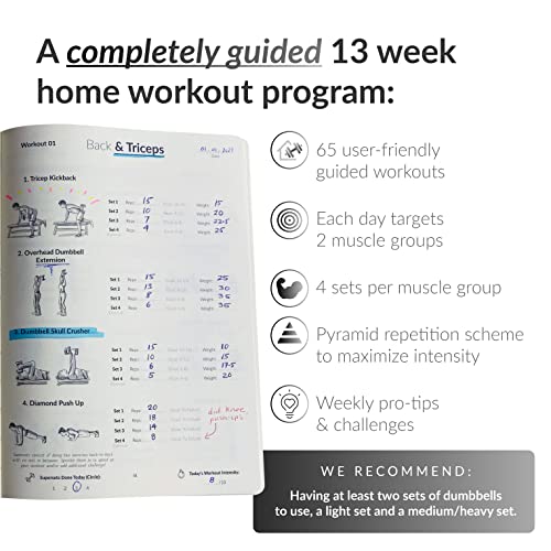 Dumbbell Elevate Exercise Cards: Home Workout Series Card Deck - Comprehensive At-Home Fitness System with 65 Exercises, 8 Bonus Challenges, and 4 Unique Workout Formats.