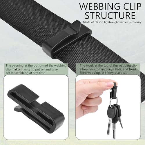 1-1/4" Plastic Webbing Ending Clip, 20 Pack Tactical Molle Belt Clip Hook, Hiking Camping Outdoor Backpack Strap Keeper Clips Slip Clip Buckle Helmet Goggle Strap Clip Replacement