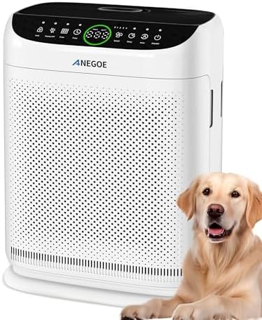 Air Purifiers for Home Large Room Up to 2500 Ft² With Double Air Intake,Washable Pre-Filters, AnEgoe Pet Air Purifier for Bedroom With Remote Control,HEPA Air Cleaner for Dust, Pets,White