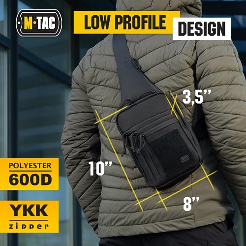 M-Tac Tactical Sling Bag for Men - Crossbody Concealed Carry Bag - Black Mens Crossbody Holster Bag