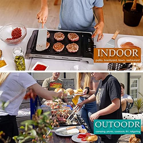 HaSteeL Griddle Accessories Set of 20, Complete Stainless Steel Griddle Spatula Tools with 9” Melting Dome, Heavy Duty Metal Spatulas Choppers Cast Iron Grill Press for Flat Top Teppanyaki BBQ Outdoor