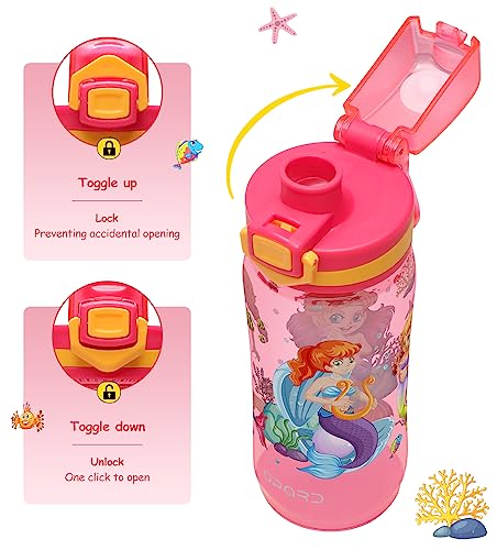 Opard Peak Water Bottle 20 Oz BPA Free Tritan Plastic Leak Proof Flip Top for School Kids Sports Gym Yoga Camping (Aqua)