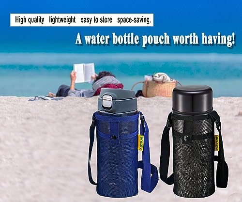 MZTUE Water Bottle Holder with Strap, Folding Portable Water Bottle Carrier with Strap Easy Clean, Water Bottle Bag strap, Water Bottle sling bag for Hiking, Walking, hiking, Travel, etc, 2-Pcs
