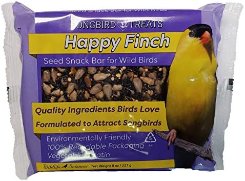 Songbird Treats Seed Bars | 12 Pack of 8 oz Bird Seed Cakes for Wild Birds (Happy Finch)