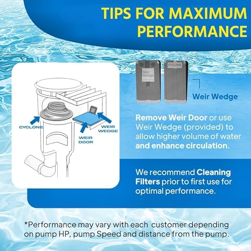 The Skimmie Cyclone (Skimmer Basket NOT Included) - Turbocharges Pool Skimmer Water Flow - Improves Pool Surface Cleaning & Debris Removal - 8" Funnel Design Works with Any Pool Water Level