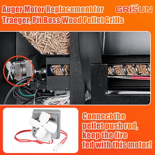 Upgraded Auger Motor Replacement for Traeger, Pit Boss Wood Pellet Grills, Pellet Grill Replacement Parts, Auger Drive Motor Kit for Camp Chef and Z Grills, 2.0 RPM, 110V, 60Hz, 2 Pole