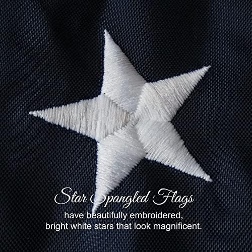 American Flag 5x8-100% Made In USA using Tough, Long Lasting Nylon Built for Outdoor Use, Featuring Embroidered Stars and Sewn Stripes plus Superior Quadruple Stitching on Fly End
