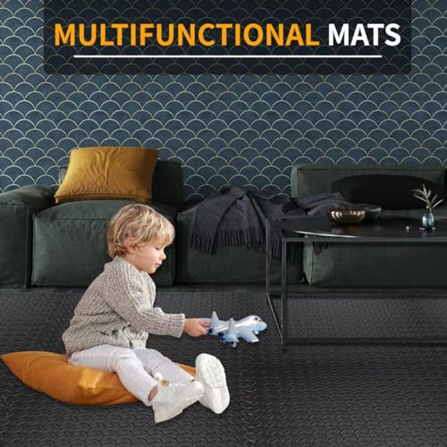 Puzzle Exercise Mat 1/2 Inch Thickness, 24'' x 24'' EVA Foam Floor Tiles, 6 Tiles Protective Flooring Mats Floor Interlocking Foam Gym Floor Mats for Home Gym Equipment Covers 24 SQ FT